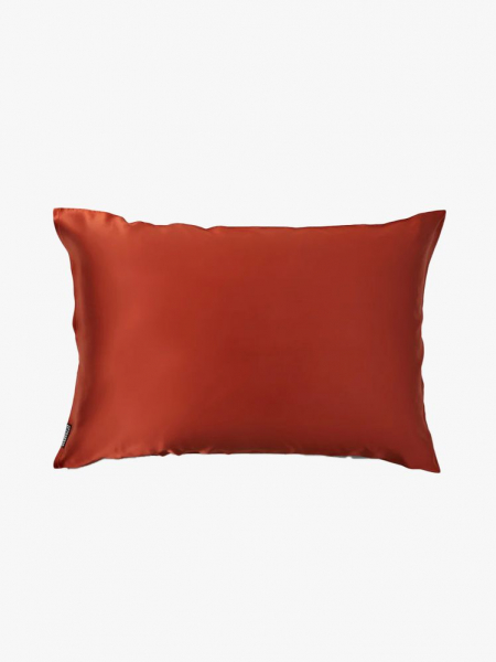 Clementine Sleepwear Organic Silk Pillowcase in branded component on a light gray background