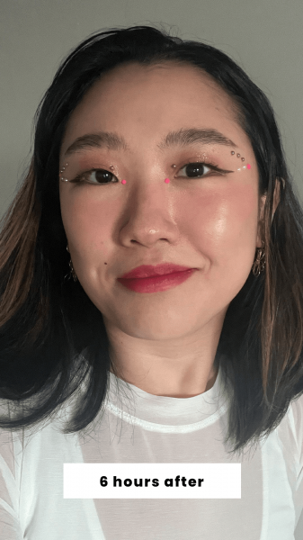 Han 6 hours after applying Peripera's Ink Velvet Lip Tint